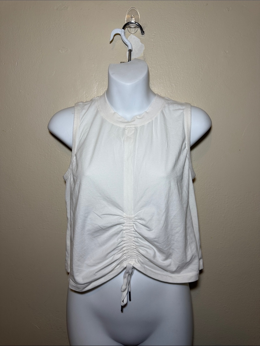 lululemon athletica White Ruched Drawcord Cropped Tank